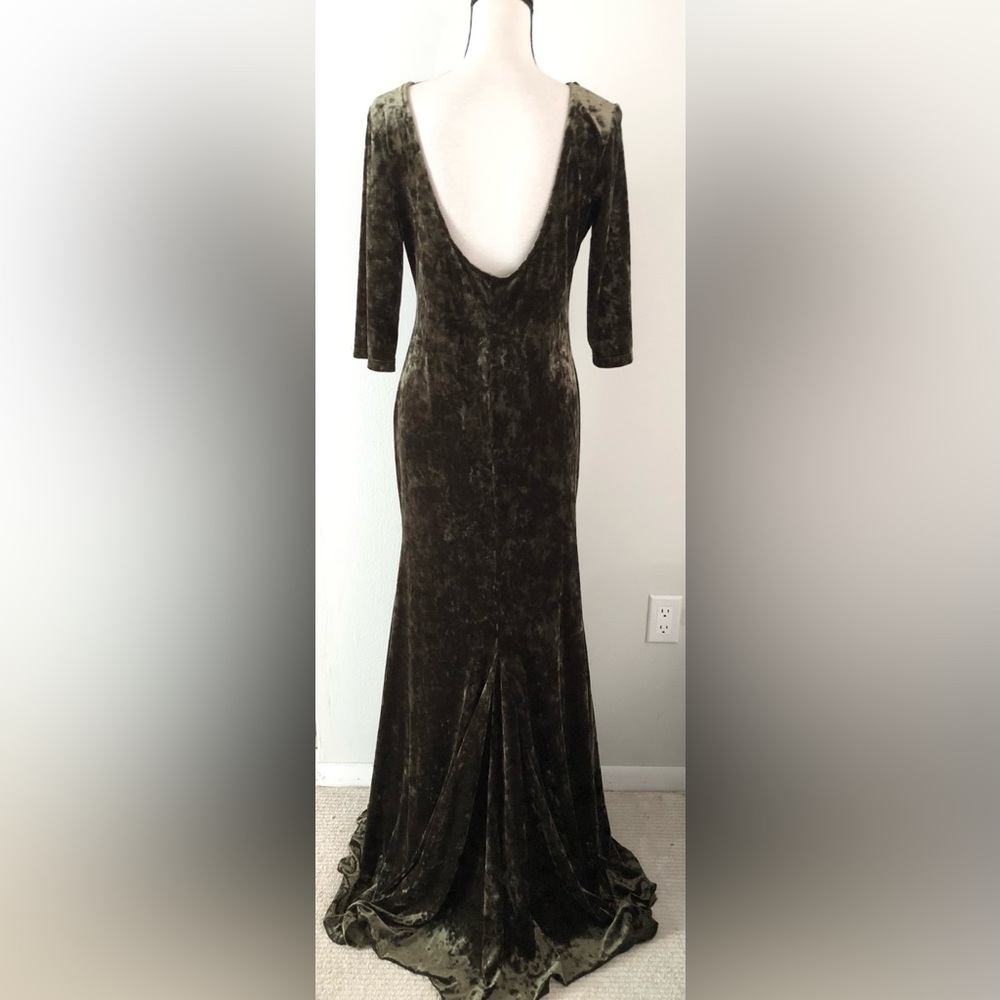 VTG Crushed Velvet Evening Gown - Deep Scoop Back